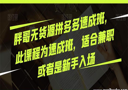 2023胖哥无货源拼多多速成班，此课程为速成班，适合兼职或者是新手入场原价2980元创业项目插图