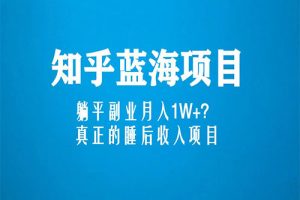 知乎蓝海玩法，躺平副业月入1W+，真正的睡后收入项目（6节视频课）