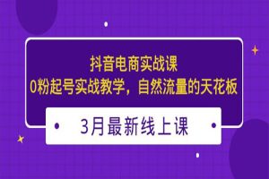 3月最新抖音电商实战课：0粉起号实战教学，自然流量的天花板