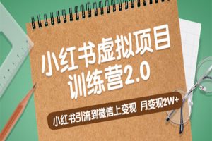 黄岛主《小红书虚拟项目训练营2.0》小红书引流到微信上变现，月变现2W+