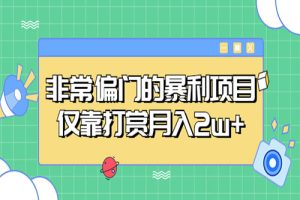 非常偏门的暴利项目，仅靠打赏月入2w+