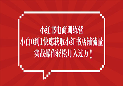 小红书电商训练营，小白0到1快速获取小红书店铺流量，实战操作月入过万插图