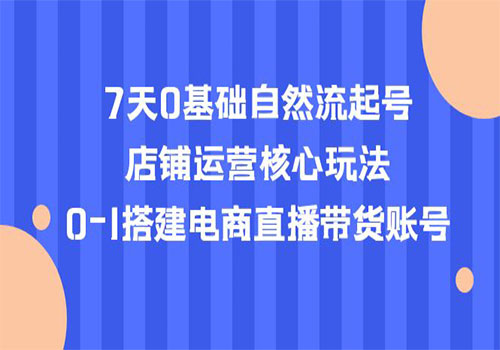 7天0基础自然流起号，店铺运营核心玩法，0-1搭建电商直播带货账号插图