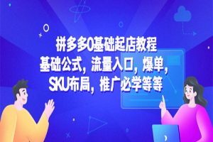 拼多多0基础起店教程：基础公式，流量入口，爆单，SKU布局，推广必学等等