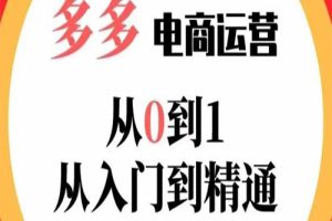 多多运营从0到1，2023掌握电商运营技巧，学会合理运营链接，活动、推广等流程