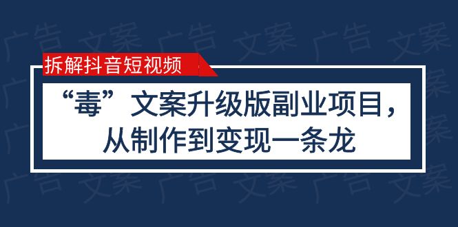 拆解抖音短视频：“毒”文案升级版副业项目，从制作到变现（教程+素材）插图