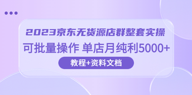 2023京东-无货源店群整套实操 可批量操作 单店月纯利5000+63节课+资料文档插图