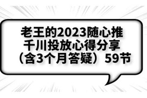 老王的2023随心推+千川投放心得分享（含3个月答疑）59节