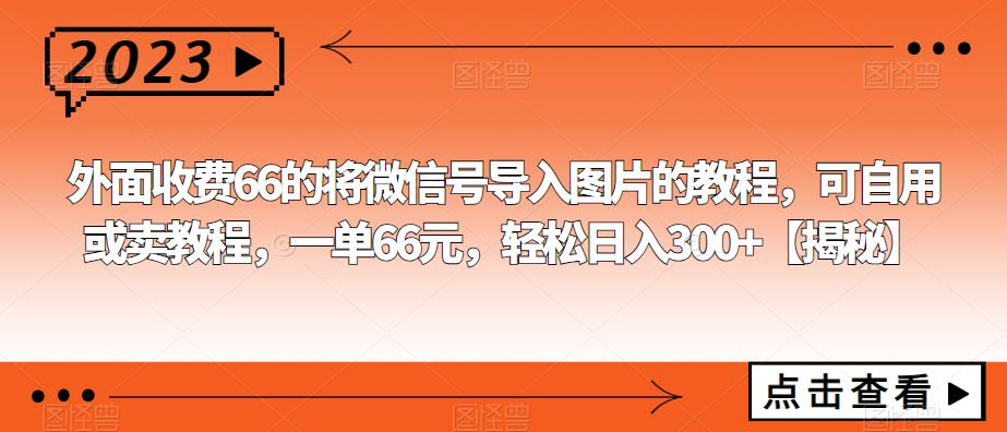 外面收费66的将微信号导入图片的教程，可自用或卖教程，一单66元，轻松日入300+插图