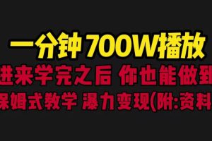 一分钟700W播放 进来学完 你也能做到 保姆式教学 暴力变现（教程+83G素材）