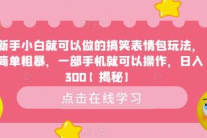 新手小白就可以做的搞笑表情包玩法，简单粗暴，一部手机就可以操作，日入300