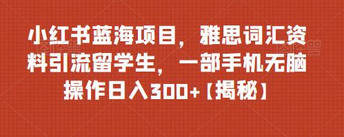 小红书蓝海项目，雅思词汇资料引流留学生，一部手机无脑操作日入300+【揭秘】插图