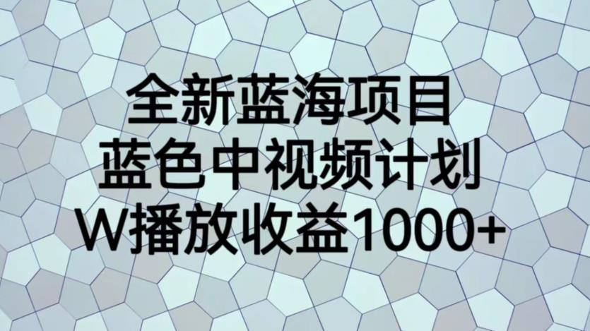 全新蓝海项目，蓝色中视频计划，1W播放量1000+【揭秘】插图