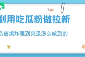 利用吃瓜粉做拉新，私信爆炸日入1000+赚到爽是怎么做到的