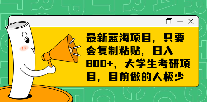 最新蓝海项目，只要会复制粘贴，日入800+，大学生考研项目，目前做的人极少插图