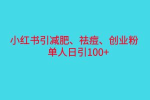 小红书精准引流，减肥、祛痘、创业粉单人日引100+（附软件）