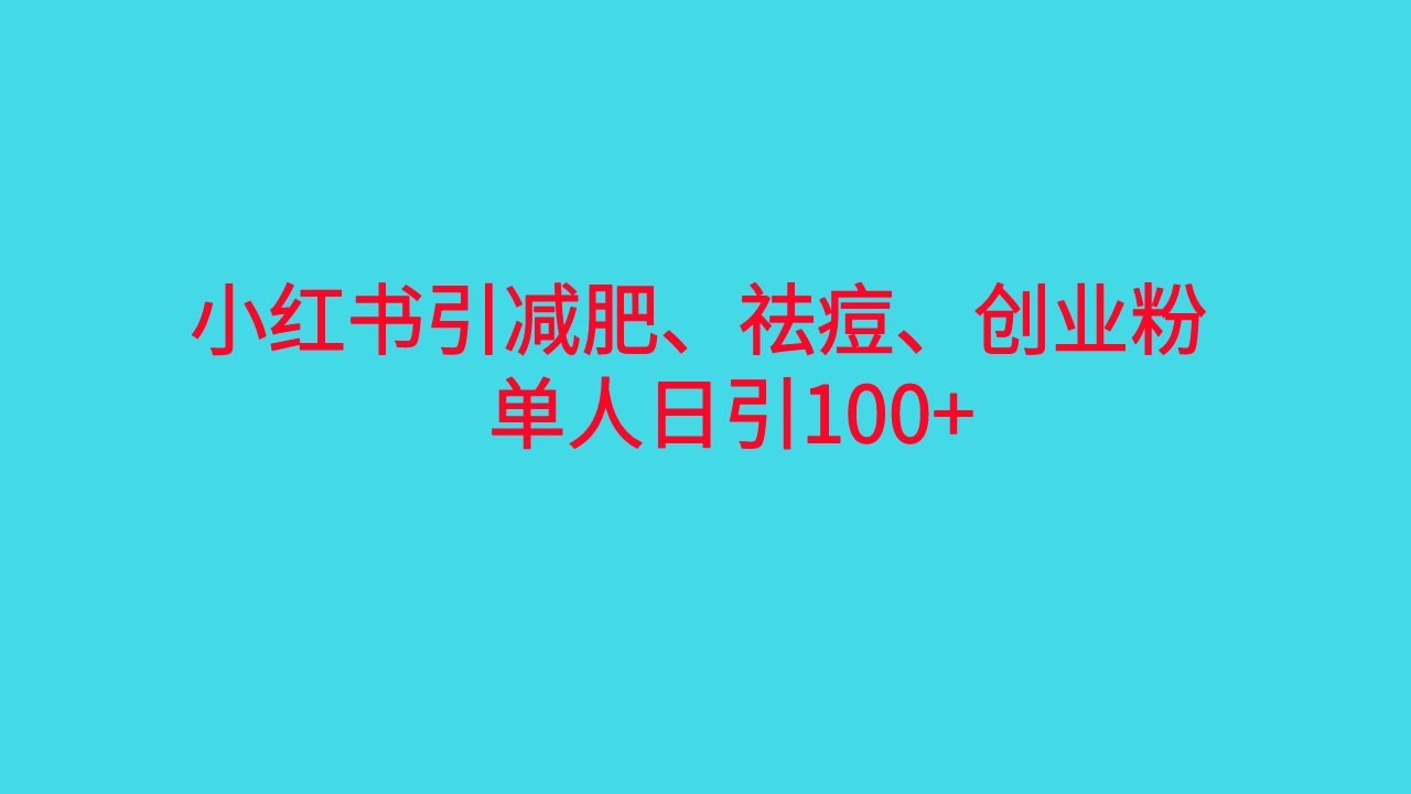 小红书精准引流，减肥、祛痘、创业粉单人日引100+（附软件）插图