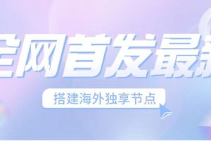 全网首发最新海外节点搭建，独享梯子安全稳定运营海外短视频，日入1000+