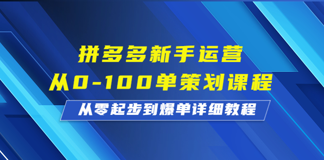 拼多多新手运营从0-100单策划课程，从零起步到爆单详细教程插图