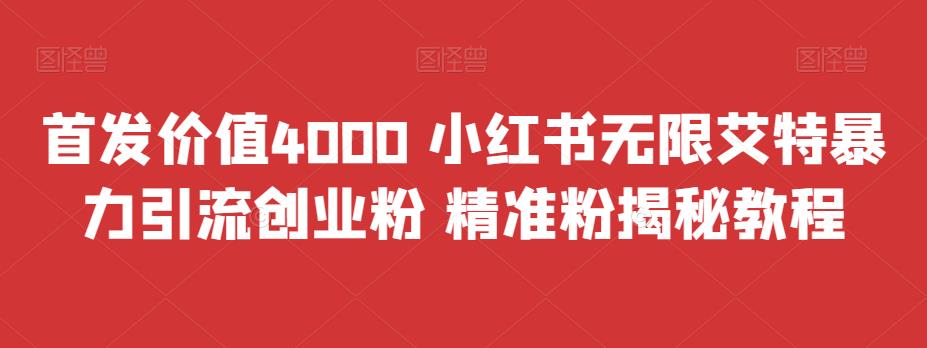 首发价值4000 小红书无限艾特暴力引流创业粉 精准粉揭秘教程插图