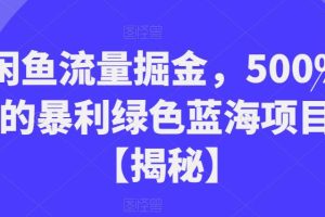 闲鱼流量掘金，500%的暴利绿色蓝海项目【揭秘】