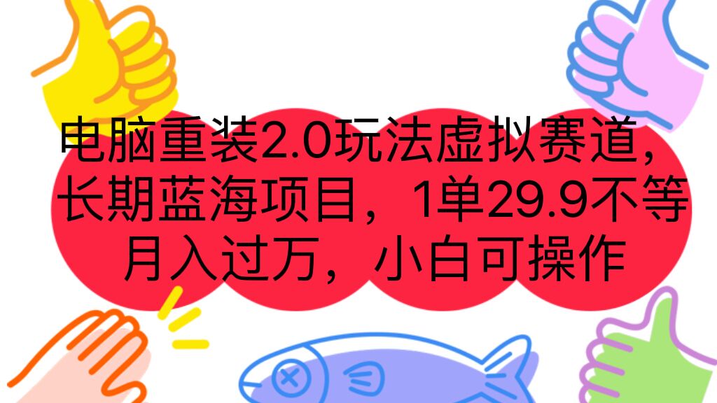 电脑重装2.0玩法虚拟赛道，长期蓝海项目 一单29.9不等 月入过万 小白可操作插图