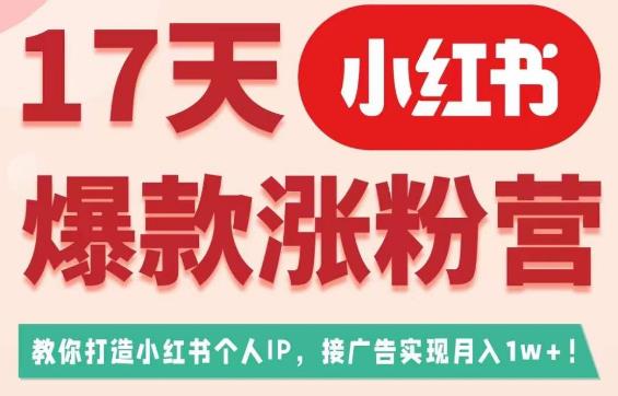 17天小红书爆款涨粉营（广告变现方向），教你打造小红书博主IP、接广告变现的插图