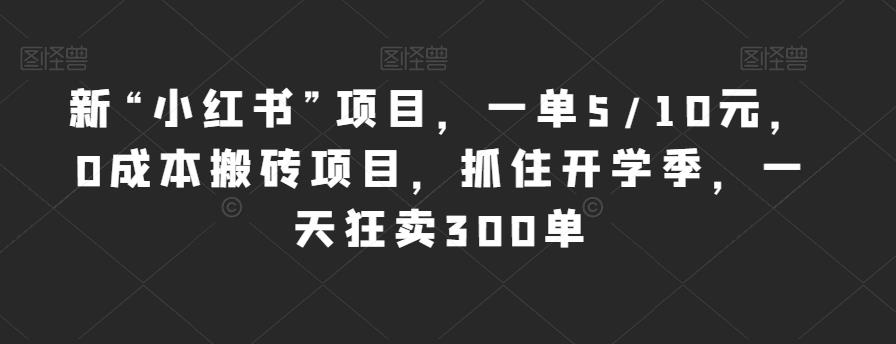 新“小红书”项目，一单5/10元，0成本搬砖项目，抓住开学季，一天狂卖300单【揭秘】插图