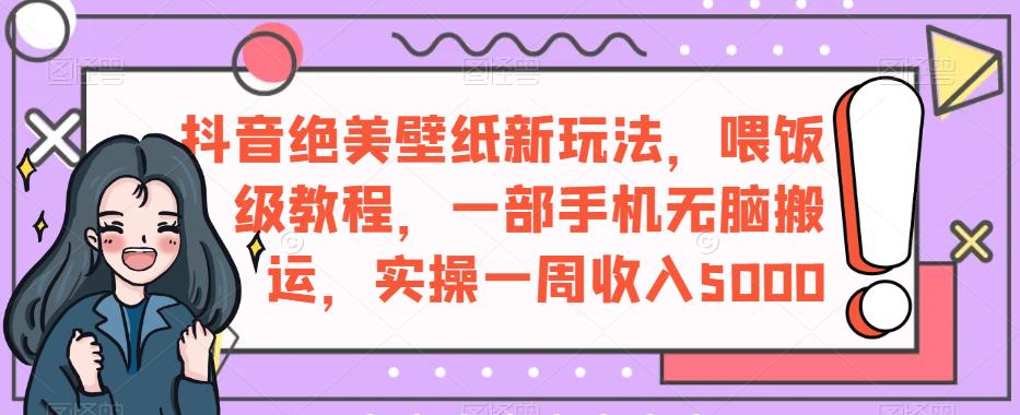 抖音绝美壁纸新玩法，喂饭级教程，一部手机无脑搬运，实操一周收入5000【揭秘】插图