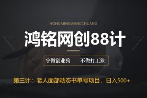 鸿铭网创88计之第三计：最新老人面部动态书单号项目拆解，日躺赚500+