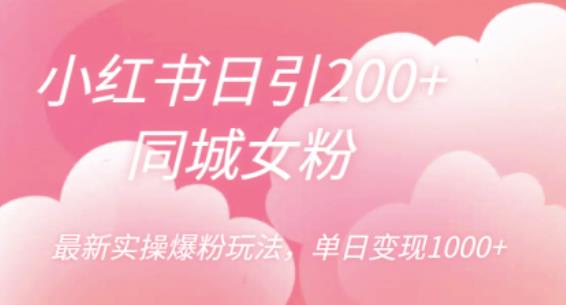 小红书日引200+同城女粉，最新实操爆粉玩法，单日变现1000+插图