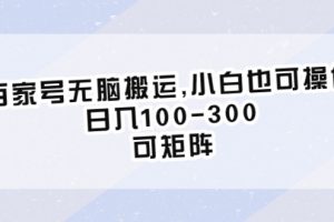 百家号无脑搬运,小白也可操作，日入100-300，可矩阵