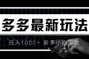 价值4980的拼多多最新玩法，月入3w【新手小白必备项目】