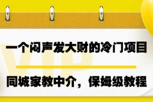 一个闷声发大财的冷门项目，同城家教中介，操作简单，一个月变现7000+