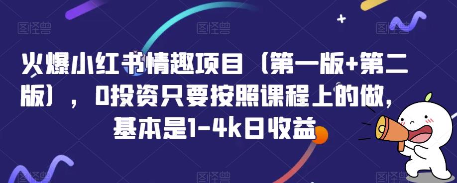 火爆小红书情趣项目（第一版+第二版），0投资只要按照课程上的做，基本是1-4k日收益插图