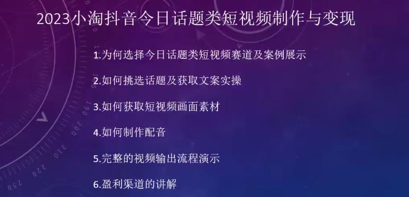 2023小淘抖音今日话题类短视频制作与变现，人人都能操作的短视频项目插图