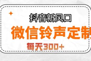 抖音风口，微信铃声定制，做的人极少，简单无脑不需要自己会制作，每天…