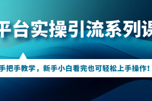 多平台实操引流系列课程，手把手教学，新手小白看完也可轻松上手引流操作！