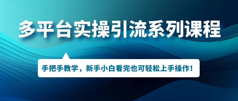 多平台实操引流系列课程，手把手教学，新手小白看完也可轻松上手引流操作！插图