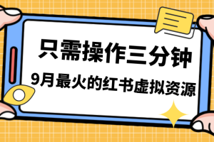 一单50-288，一天8单收益500＋小红书虚拟资源变现，视频课程＋实操课＋…