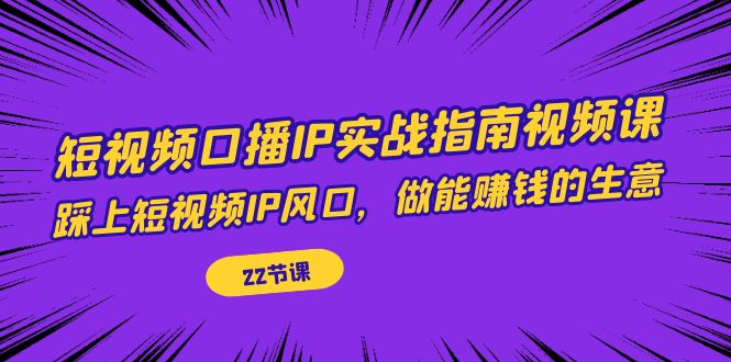 短视频口播IP实战指南视频课，踩上短视频IP风口，做能赚钱的生意（22节课）插图