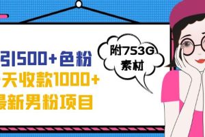 日引500+色粉，一天收款1000+九月份最新男粉项目（附753G素材）