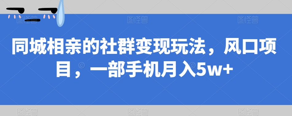 同城相亲的社群变现玩法，风口项目，一部手机月入5w+【揭秘】插图