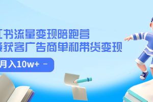 小红书流量·变现陪跑营（第8期）：私域获客广告商单和带货变现 月入10w+