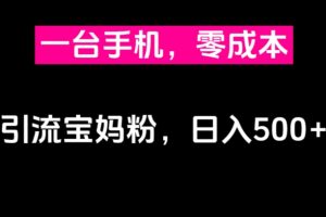 一台手机，零成本引流宝妈粉，日入500+