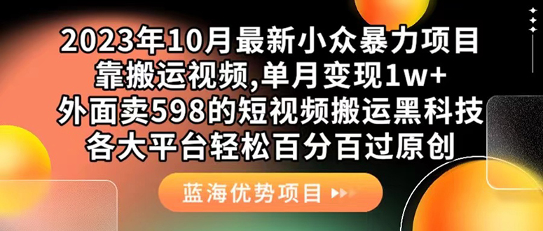 外面卖598的10月最新短视频搬运黑科技，各大平台百分百过原创 靠搬运月入1w插图