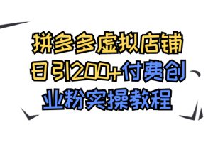 拼多多虚拟店铺日引200+付费创业粉实操教程