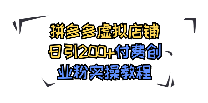 拼多多虚拟店铺日引200+付费创业粉实操教程插图