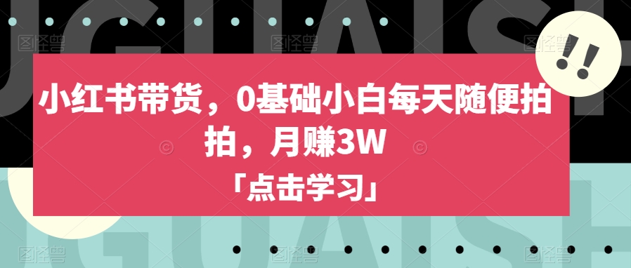 小红书带货，0基础小白每天随便拍拍，月赚3W【揭秘】插图