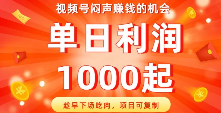 视频号闷声赚钱的机会，趁早下场吃肉，项目可复制，单日利润1000起【揭秘】插图